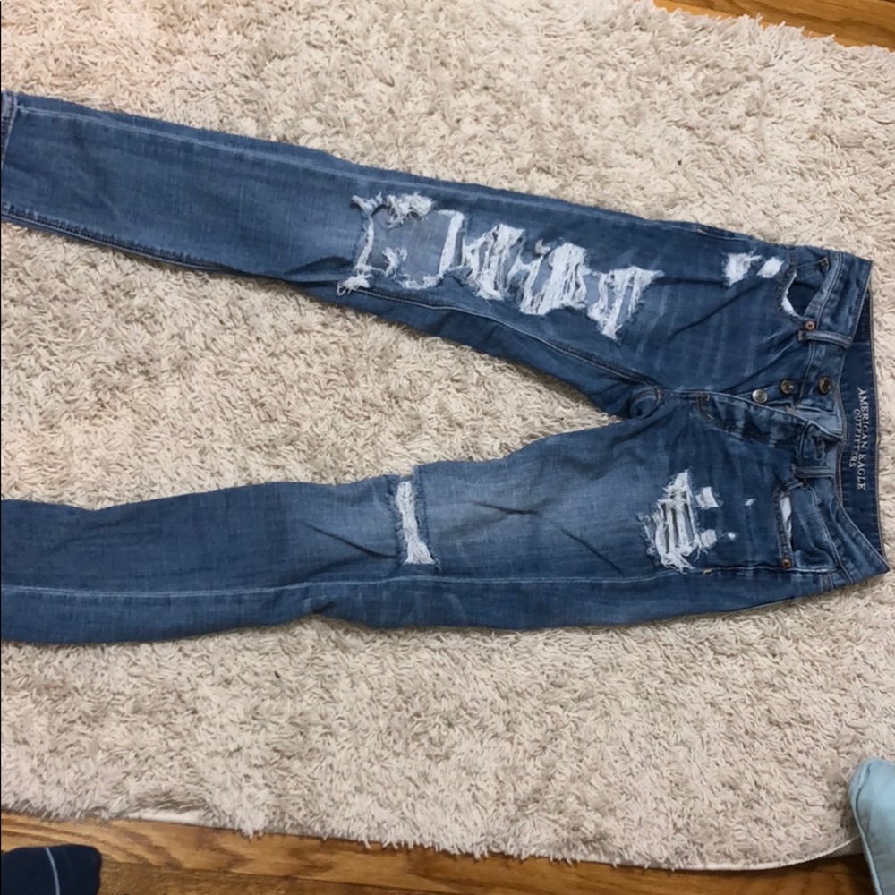 Ripped blue boyfriend jeans